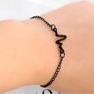 💜10/$25💜NEW Black ECG Charm Simple Bracelet